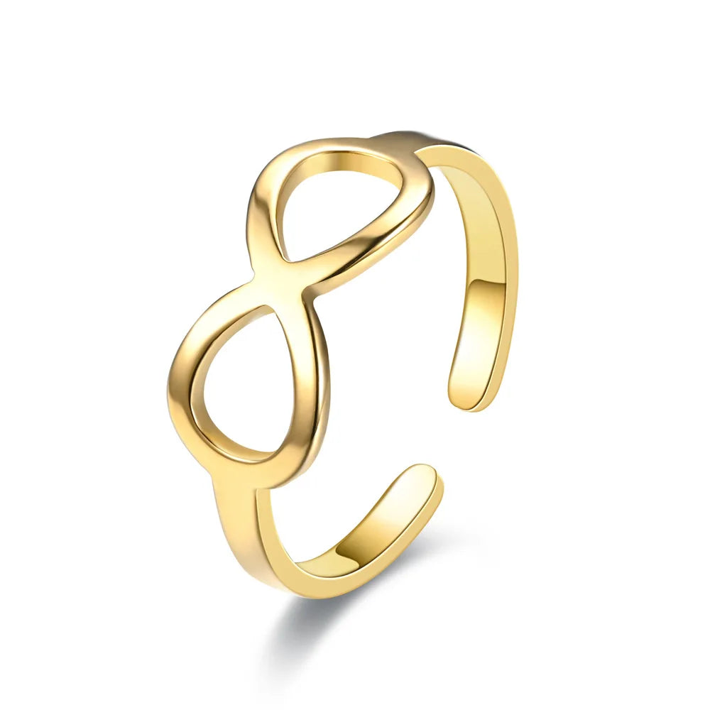 FanYue Gold Infinite Eight Titanium Ring Stainless Steel for Women Men