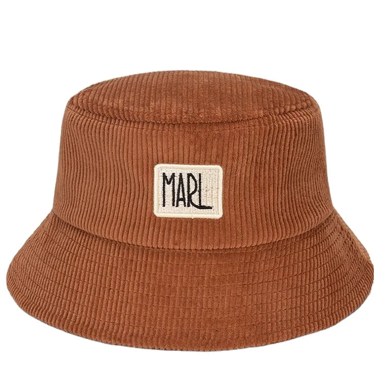 Custom Tan Colour Embroidery logo Unisex Bucket Hat Corduroy Hat