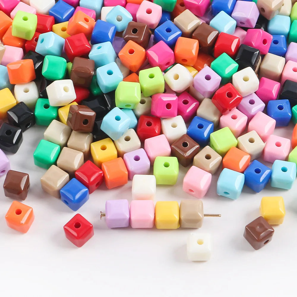300pcs 7mm Acrylic Luminous Square Beads for Jewelry Making