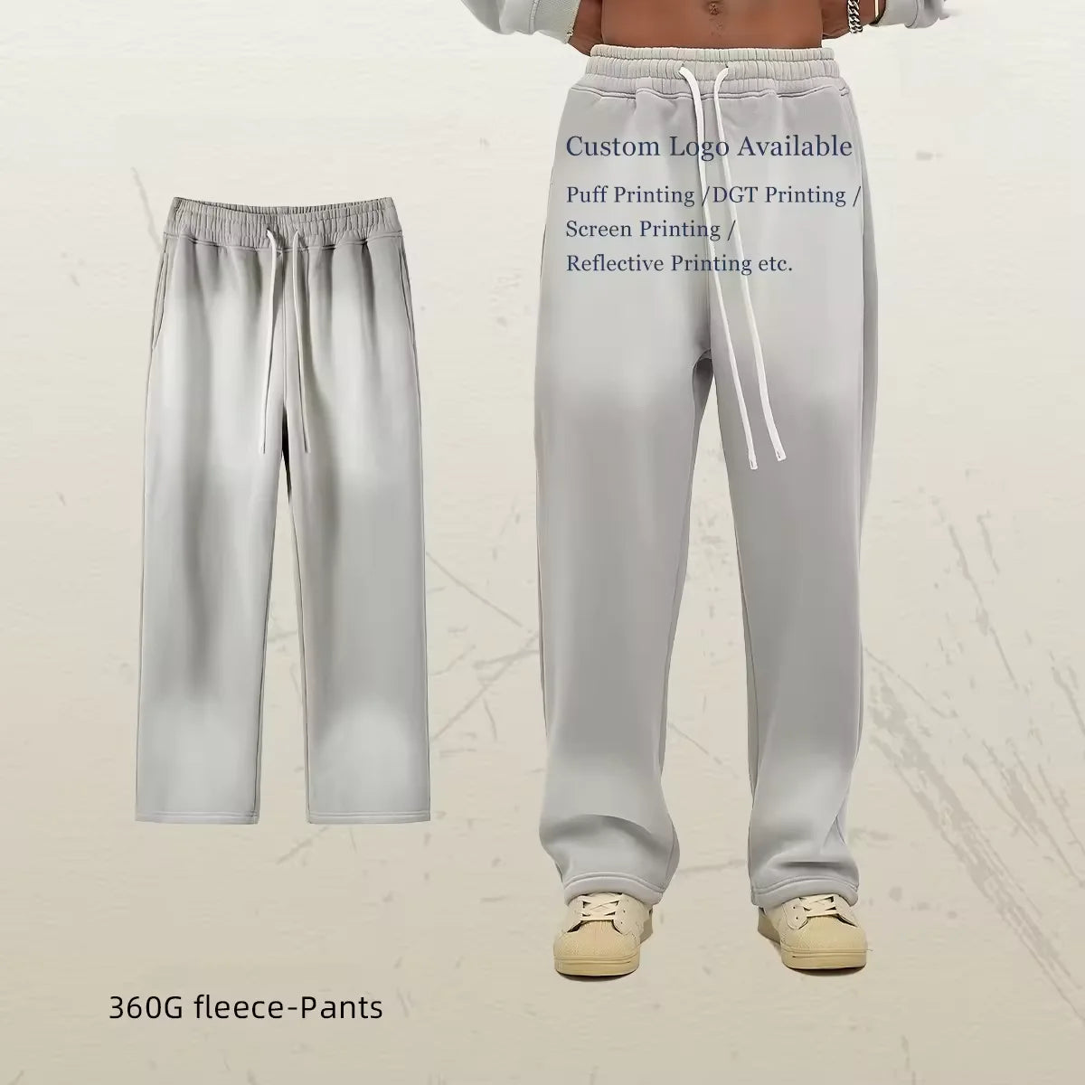 Custom Men's 300 Gsm Fleece Jogger Sweatpants Acid Gradient Wash Streetwear Elastic Drawstring Straight Fit Baggy Cotton Mid