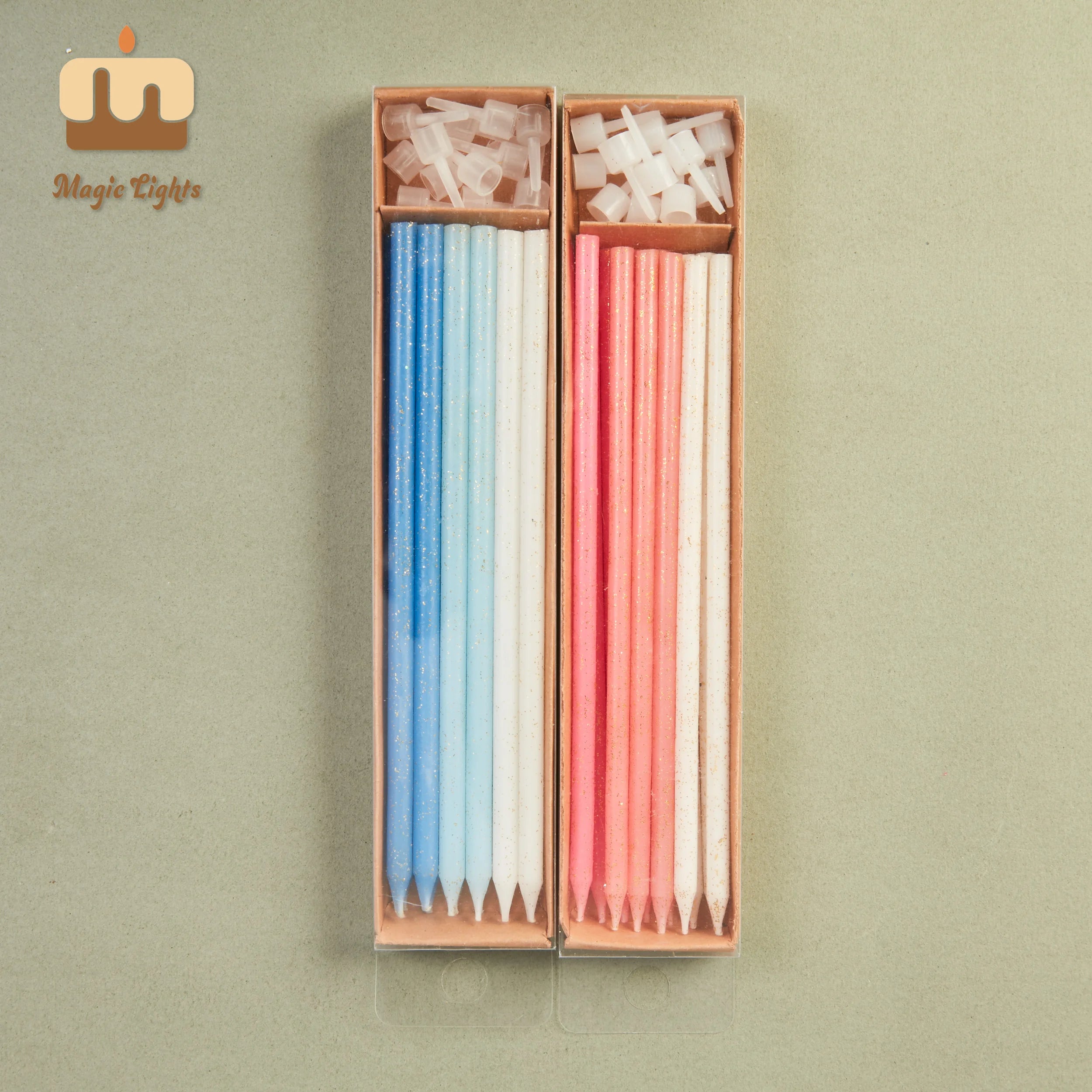 Handmade Wholesale Hot Sale Happy Birthday12cm Colorful Long Thin Glitter Cake Taper Candles for Birthday Party and Wedding