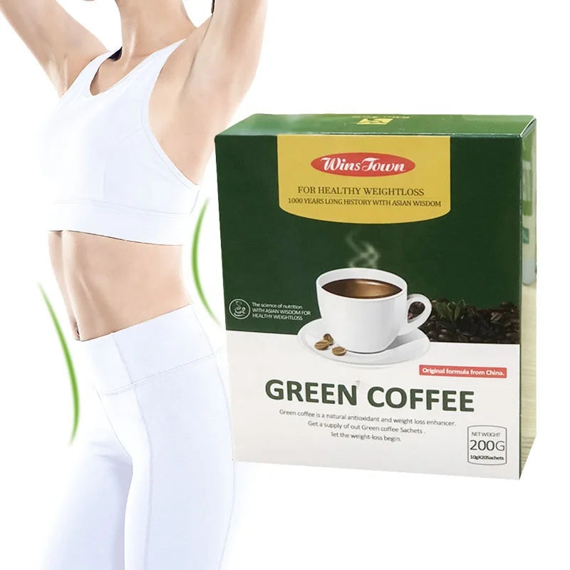 Wins Town Healthy Diet Control Instant Slimming Green Coffee Powder Weight Loss with Fruit Flavor Packaged in Box and Bag