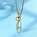 Wholesale Stainless Steel Jewelry Cute Cat Pendant Necklace Gold Silver Black Delicate Fashionable Lucky Cat Couple Necklace