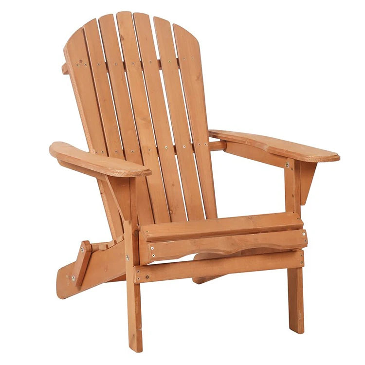 Modern Solid Wood Outdoor Folding Adirondack Lounger Chair for Deck Beach Farmhouse & Courtyard Use