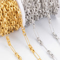 Latest New Model Shiny Stainless Steel Chain Square Circle Long Link for Men Women's Body Waist Jewelry Findings Components