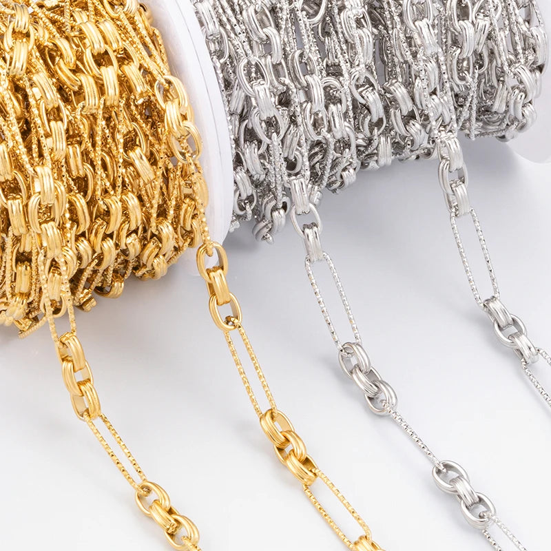 Latest New Model Shiny Stainless Steel Chain Square Circle Long Link for Men Women's Body Waist Jewelry Findings Components