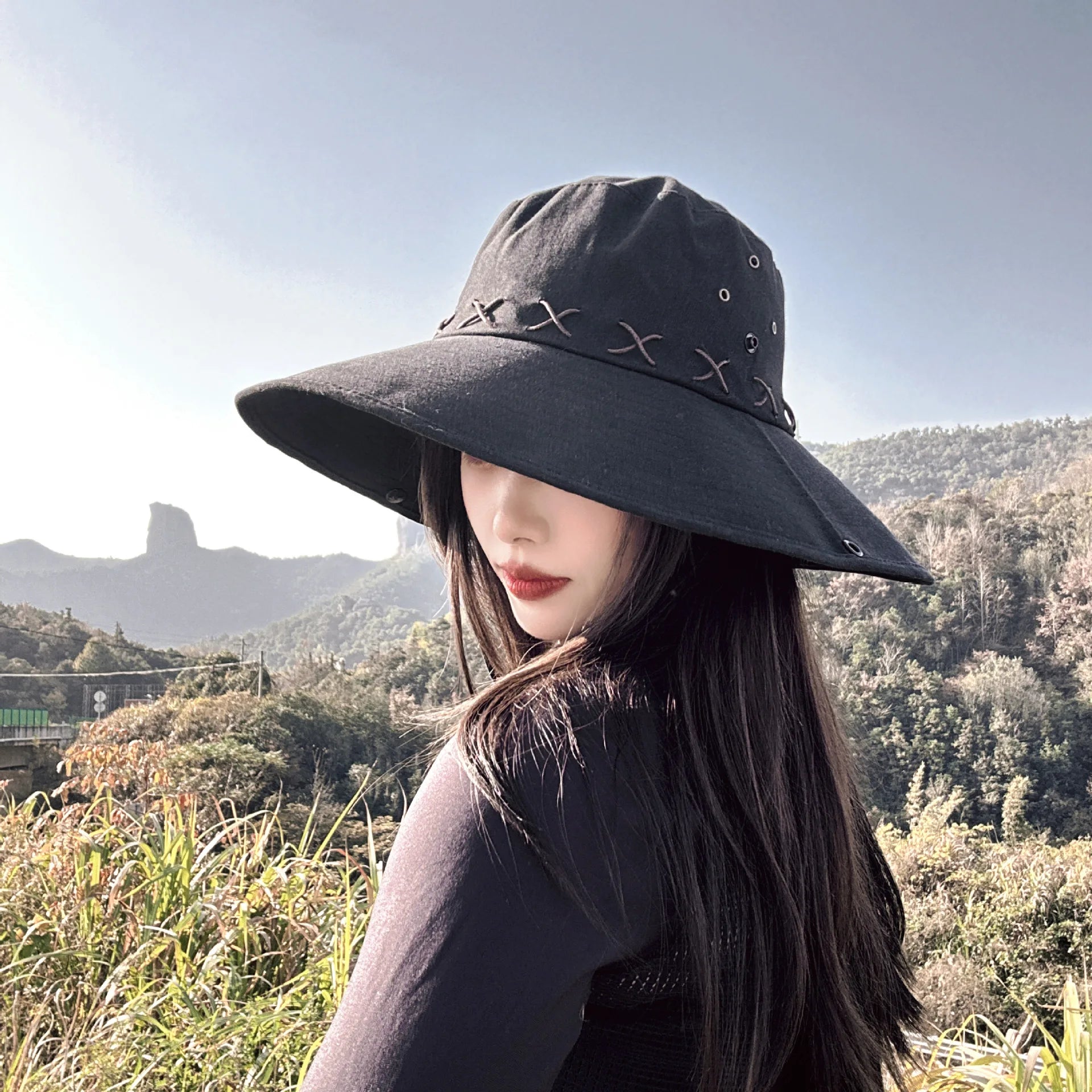 Hiking Hat Strap Camping Bucket Hats American Casual Western Sunscreen Retro Cowboy Caps