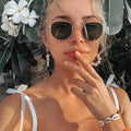 Wholesale Women Brand Designer Driving Fishing Small Square Sunglasses Men Metal Frame Glasses