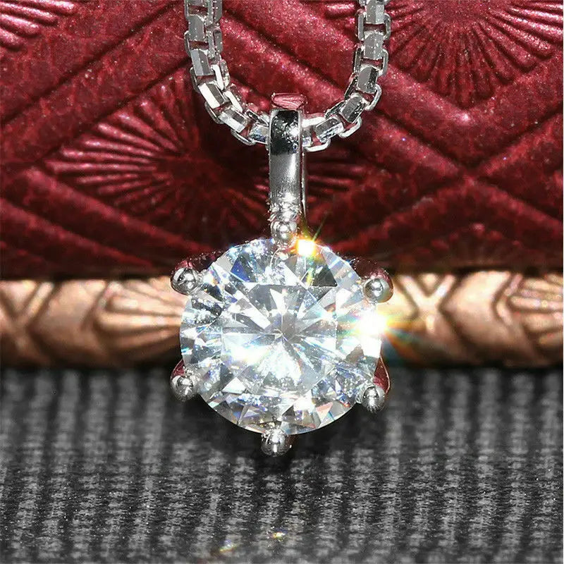 CAOSHI Wholesale Beautiful Crystal Clear Round Zircon Pendant Necklaces Elegant Women Lady Silver Necklace