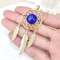 Wholesale Classic Natural Gemstone Amethyst Black Labradorite Gold Plated Dream Catcher Crystal Pendant Necklace