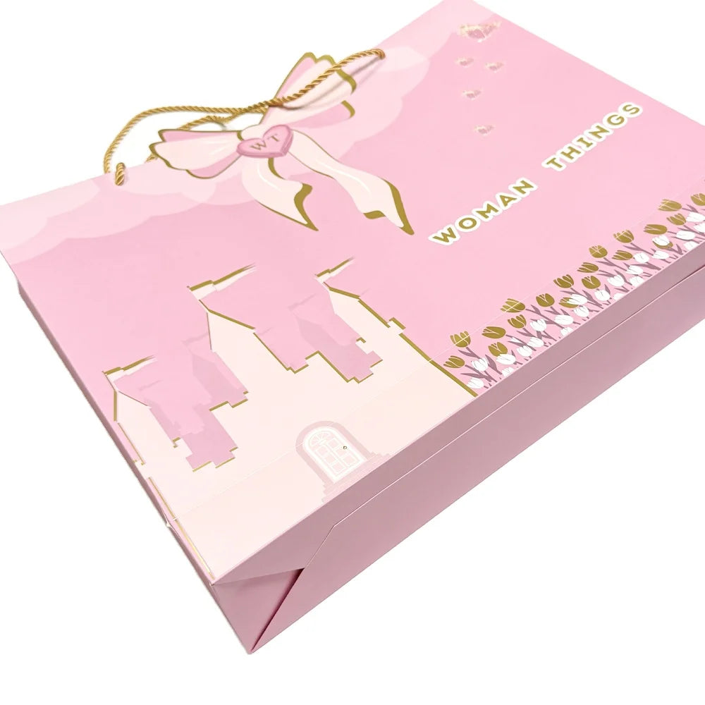 Custom Paper Bag with logo Handle for Retail Shops Durable Eco-friendly Shopping Solution