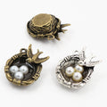10pcs/lot 24x19x9mm Antique Silver Plated Bronze Bird Nest Handmade Charms Pendant:DIY for Bracelet Necklace