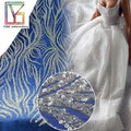 Top End Luxury French Bridal Wedding 3d Beaded Lace Glitter Sequins White Tulle Lace Women Dress Embroidery Beading Fabric