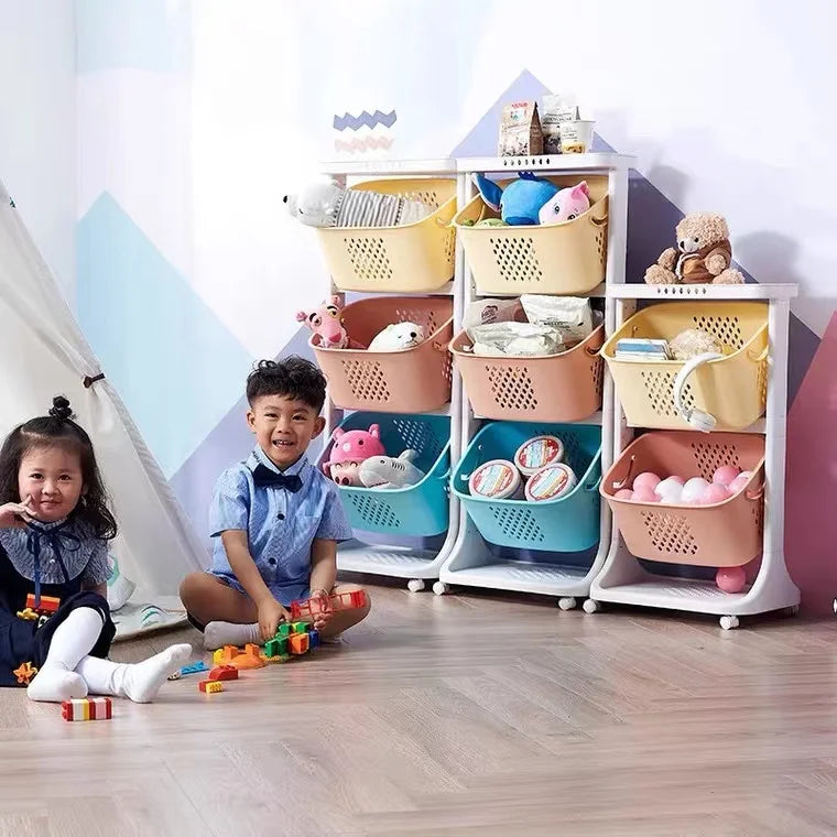 LAVINIA Multipurpose Vertical Rolling Layered Detachable Handles Plastic Laundry Storage Basket