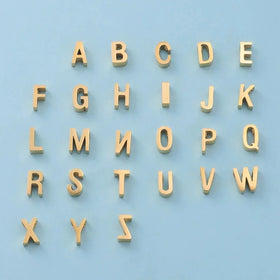 PVD Plating Stainless Steel Gold A-Z 26Letter Charm Small Thick Alphabet Pendant