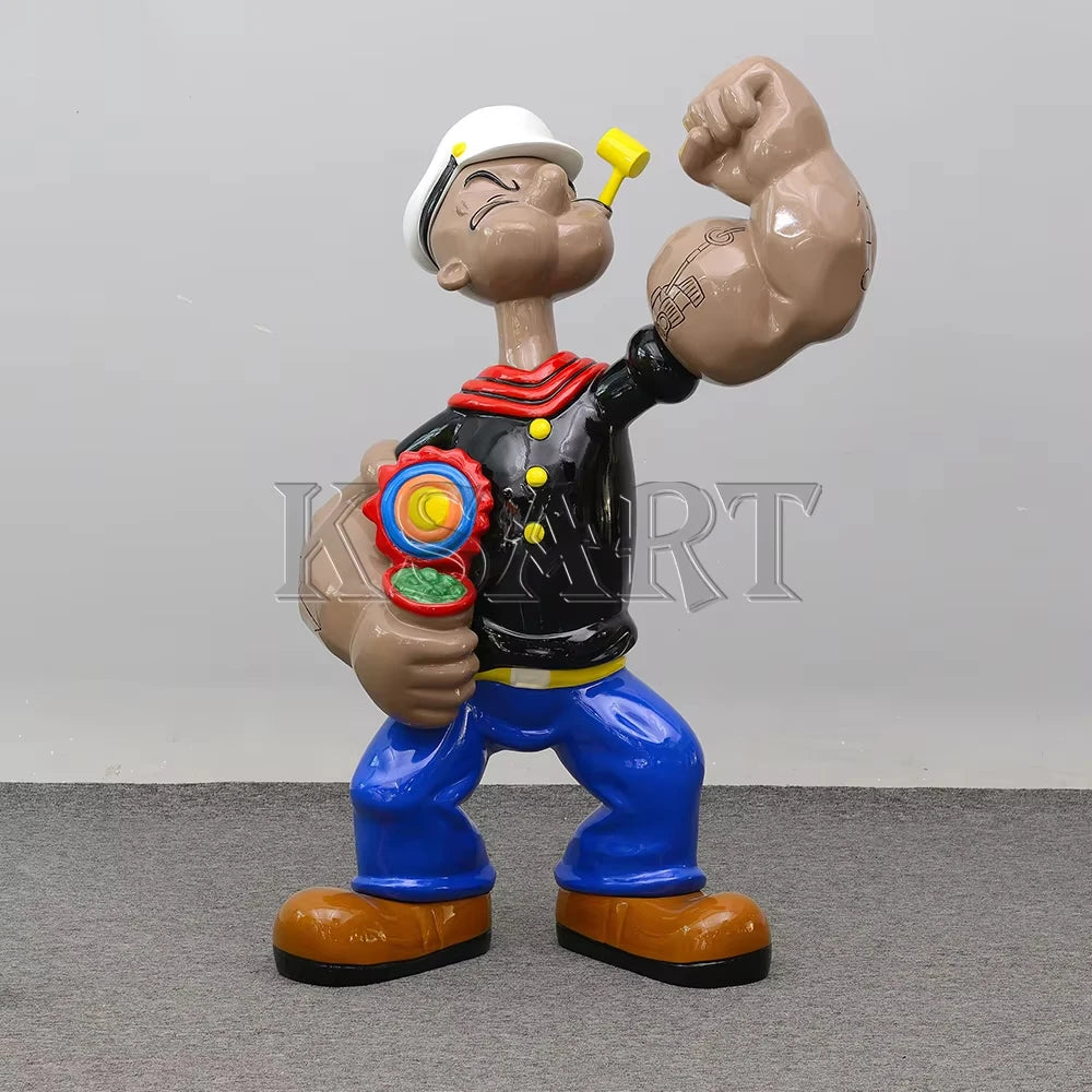 Custom Resin Hand-painted Famous Cartoon Art Statue Popeye Sculpture KSART Brand Wooden Box Packaging for Wedding Decoration