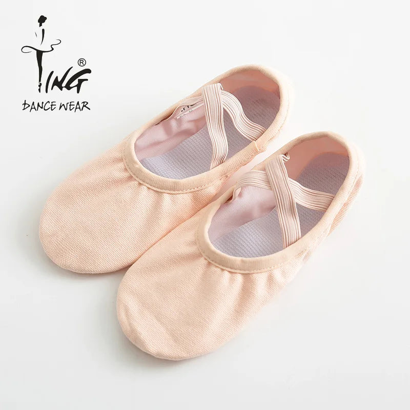 Girls RAD Exams Unisex Children's Cotton Canvas Slip-On Design Ballet Dance Shoes With Comfortable Soft Fabric Lining