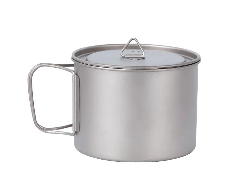 Titanium Pot 900ml Ultralight Mug Cup and Fry Pan with Foldable Handle Camping Cookware Set