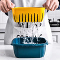 Plastic Kitchen Vegetable Washing Double Layer Drain Storage Basket Storage Box with Plastic Lid