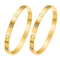 Dubai Custom Gold-Plated Stainless Steel Cubic Zirconia Bracelets Women's Fashion Diamond Jewelry Bangles