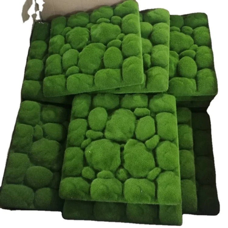 C-1061 Hot Sale  Green Grass Stone Panel Artificial Moss Wall for Decoration