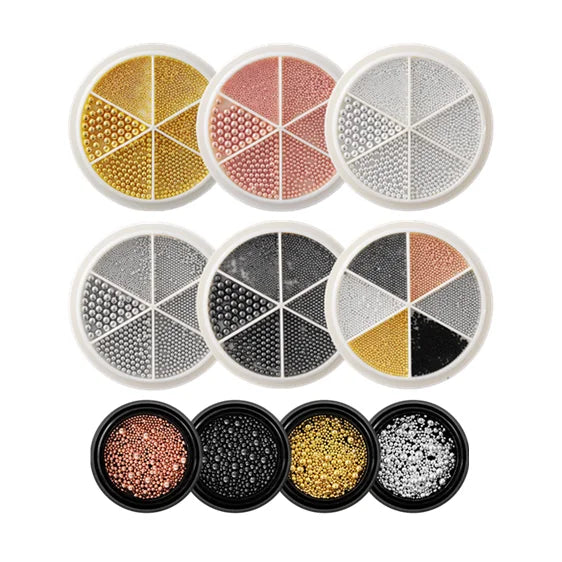 Mixed Sizes Nail Accessories Gold Sliver Rose Steel Caviar Beads Nail Studs 3D Metal Nail Art Decorations Wheel Manicure Tools