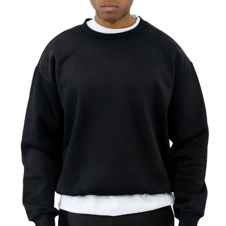 Men's Oversize 100% Cotton Pullover High Quality Drop Shoulder Casual French Terry Crew Neck Sweatshirt Custom Solid for Autumn