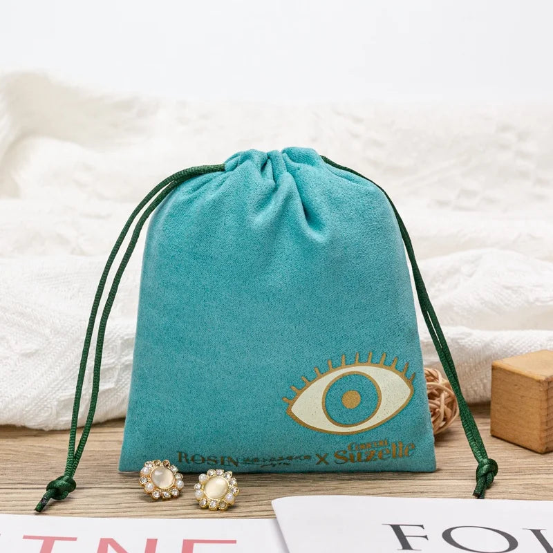 Custom Earring Packaging Recyclable Velvet Jewelry Bags Drawstring Closure Luxury Pouch Flap Custom Size Pillow Use Guaranteed