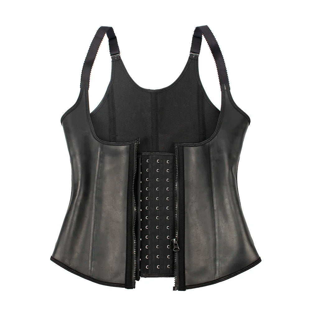 Plus Size Adjustable Hook Body Shaper Matte Latex Slimming Corset Waist Trainer Vest with Belly Busk Closure for Wear