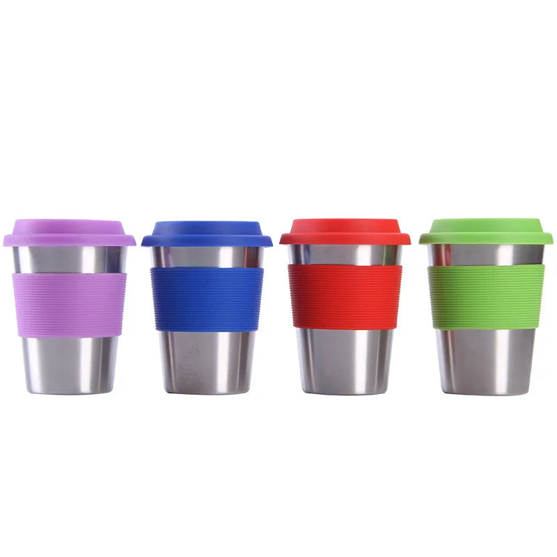 500ml Beer Cup with Silicone Lid and Sleeve Stainless Steel Coffee Mug