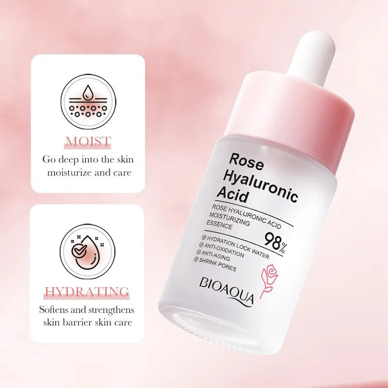 Hot Selling Pore Reduction Organic Moisturizing Whitening Anti Aging Rose Hyaluronic Acid Serum