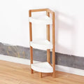Modern Bamboo White Corner Shelf Stand Waterproof Bathroom Storage Great for Small Spaces and Kitchen for Toilet Paper