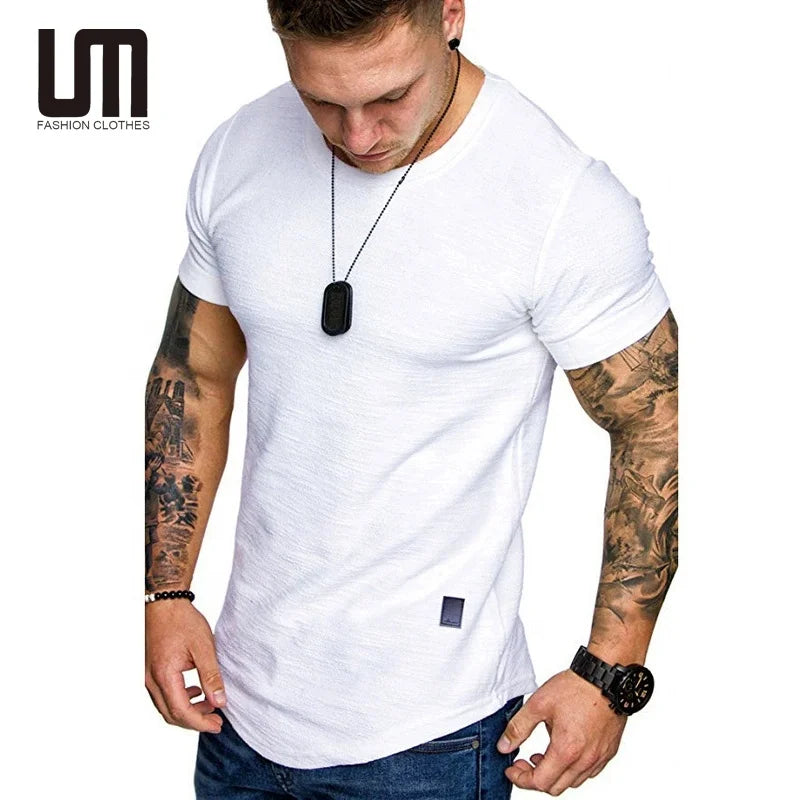 OEM Clothing Manufacturers Custom Summer Men Fitness Solid Color Short Sleeve Casual Sports Slim Fit Basic T Shirts