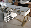 Luxury Gold Salon Manicure Table with Double Sets and Fan Modern Design High-Density Foam for Living Room and Nail Salons