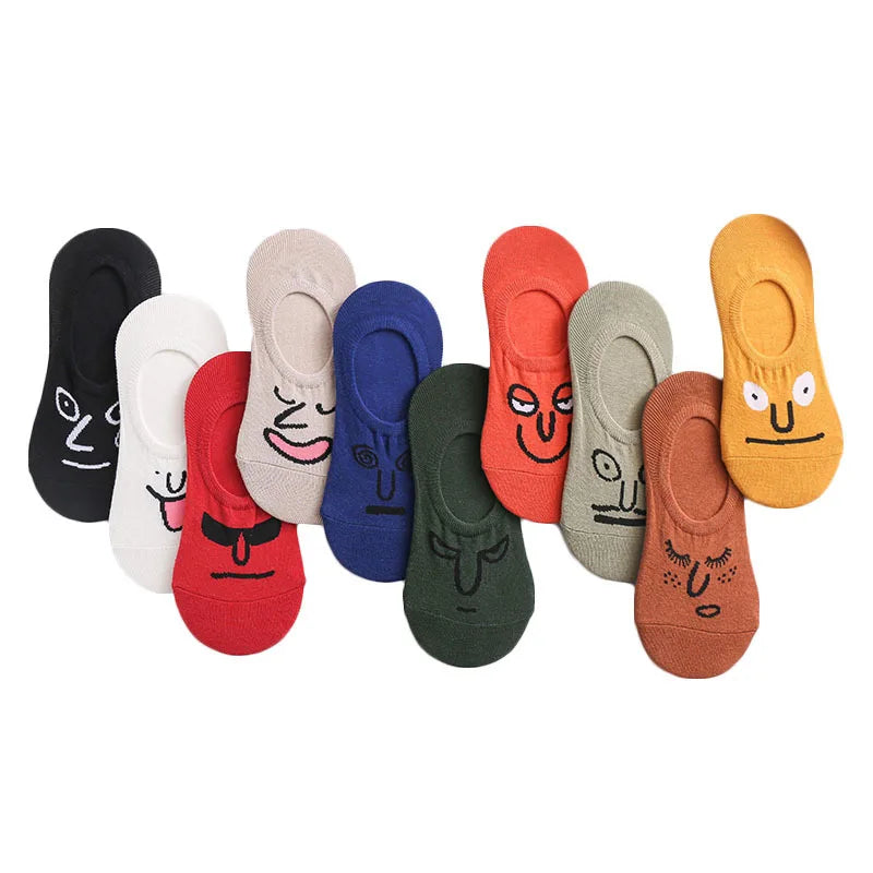 HF Invisible Boat Socks Cotton Leopard Print Ankle Women Low Top Anti-Slip Cuff Logo Summer No Show Socks