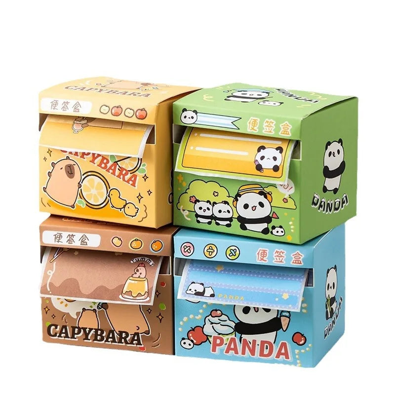 New Gradient Color Pull Out Cartoon Sticky Note Boxed Students With Full Adhesive Index Label Stickers Memo Pad 256 Pieces