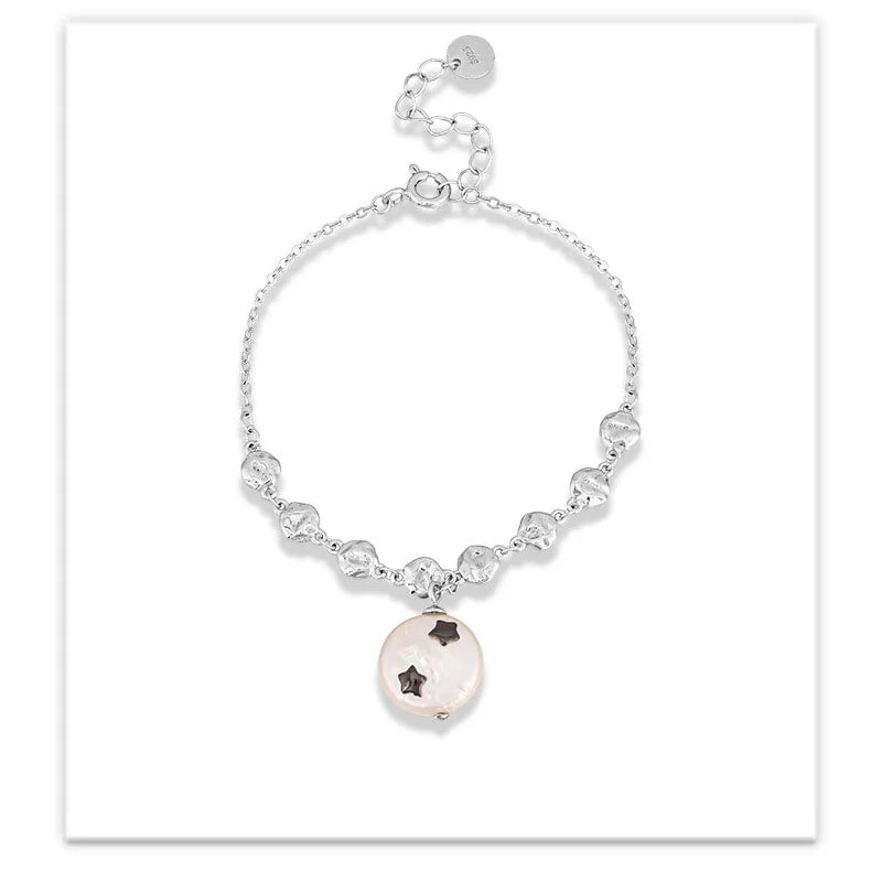 Stylish New S925 Sterling Silver Percussion Design Niche Star Bracelet for Women
