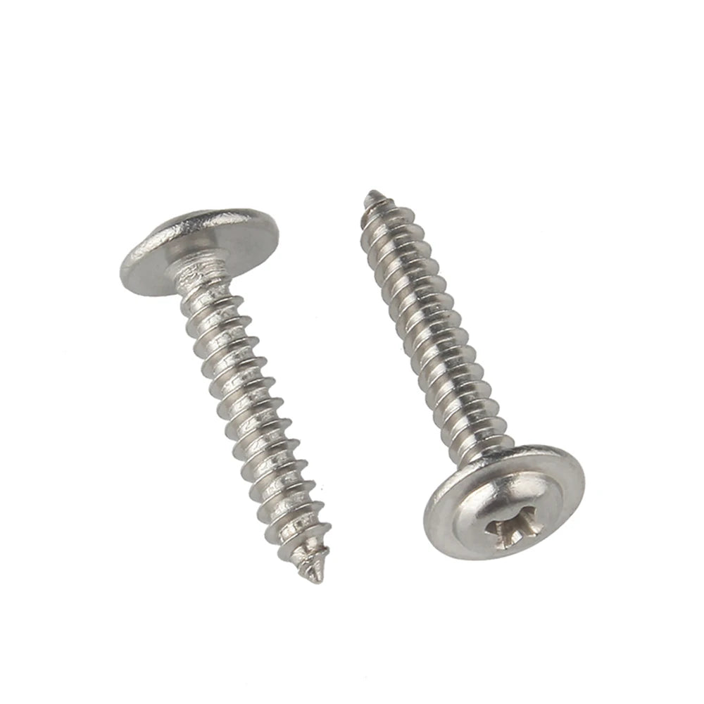 304 Stainless Steel Metric Self-tapping Screw Pan Head PWA Cross Head Washer Cushion Class 8 M1.4 M1.7 M2 M2.3 M2.6 M3 M3.5 M4