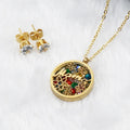 Popular Hot Selling New Stainless Steel Hollow Necklace Earpiece Set Fashion Jewelry 18k Gold Titanium Steel Two Piece Set