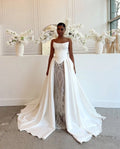 Ruolai IC001 New Satin Lace Wedding Dress High Neck Lace Long Sleeve Slimming Trail Bridal Gown