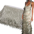Small MOQ Fast Shipping Keering in Stock Dress Glass Ribbon Fringe Beaded Tassel Trim 15cm for Shirt