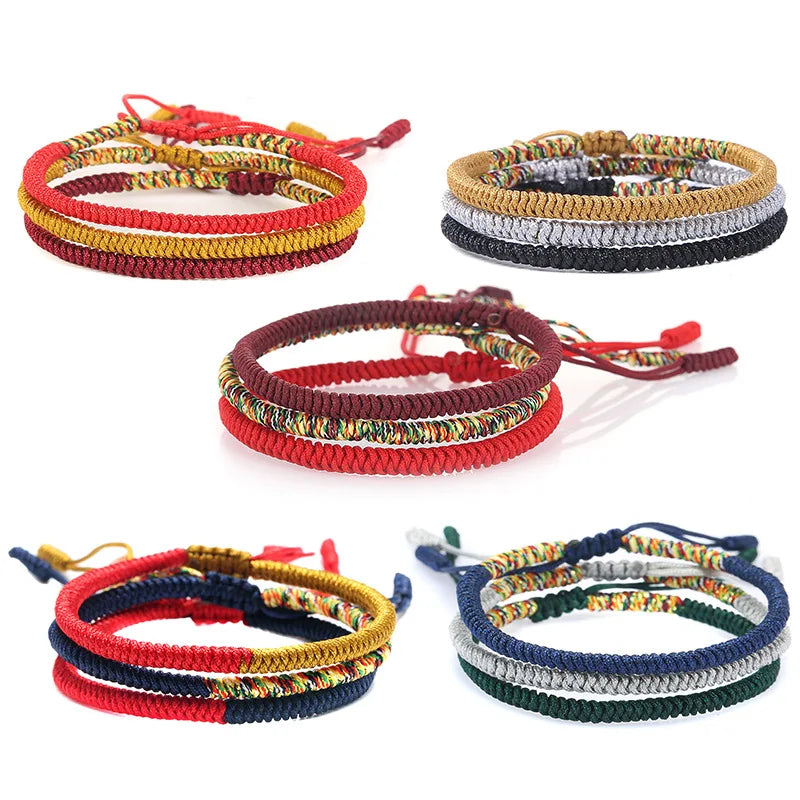 Hot Sale Tibetan Monk Lucky Minimal Rope Adjustable Handmade Knot Wrist Bracelet for Women Men