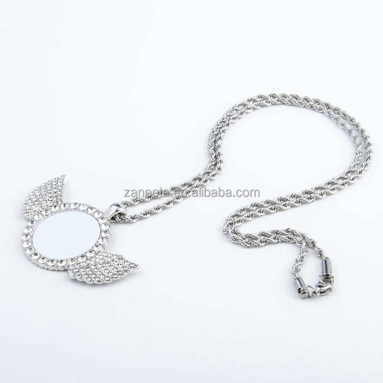 Wholesale Sublimation Valentines Blanks Jewelry Sublimation Angel Wing Necklace