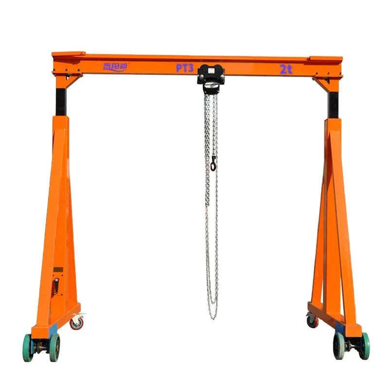 Motorized Travelling  a Frame Portable 4 Wheels Construction Building Mobile Mini Gantry Crane for Warehouse Material Lifting