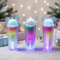 Wholesale Lovely Cartoon Rezuable Double Wall Flash Glow in the Dark Ombre Party Bar Studded Coffee Cup Tumbler