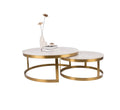 Modern White Marble Top Coffee Tables Gold Metal Steel Centre Table Design Living Room Furniture Round Center Table Set/2 Pieces