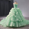 Amazing Ball Gown Quinceanera Dresses Beaded Ruffles Lace up Organza Sweetheart Sweet 16 Year Party Dress Rsm241058