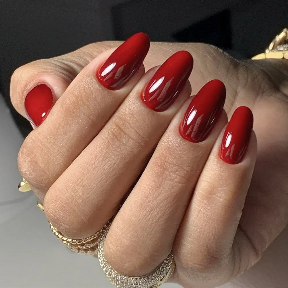 24 Pcs 3355 Short Round Solid Color Simple Nails Press on Nails Artificial Fingernails