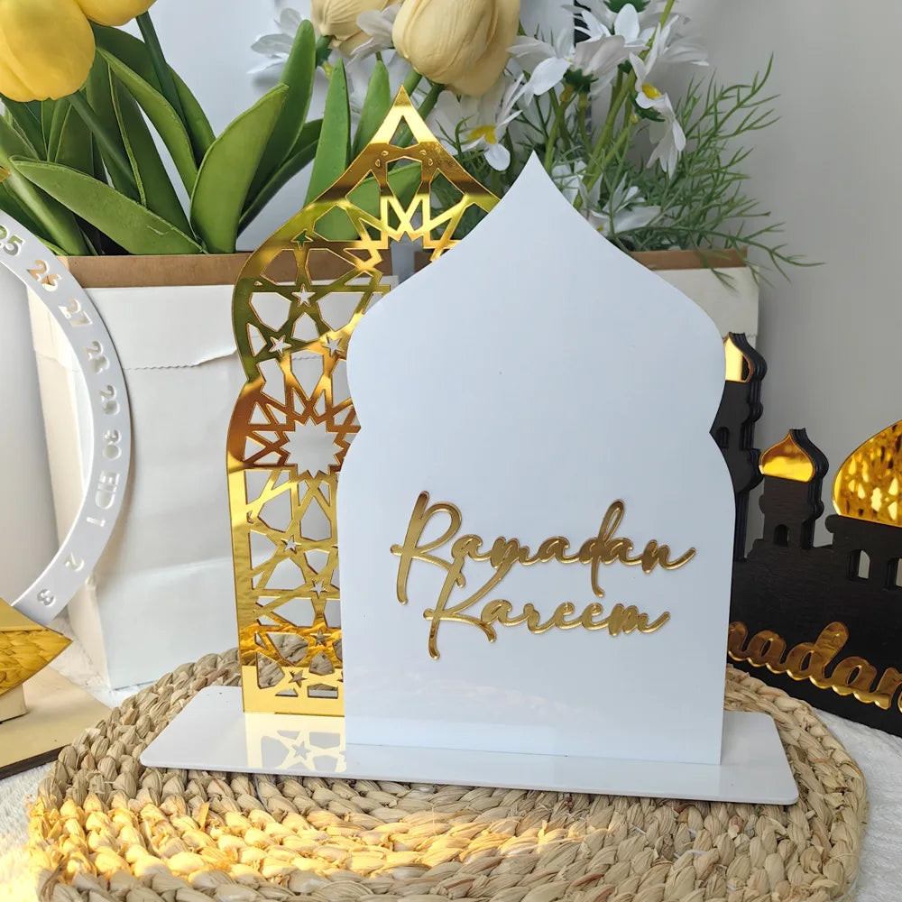 Muslim Acrylic Castle Ramadan Kareem Table Ornament for Islam Party Decorations
