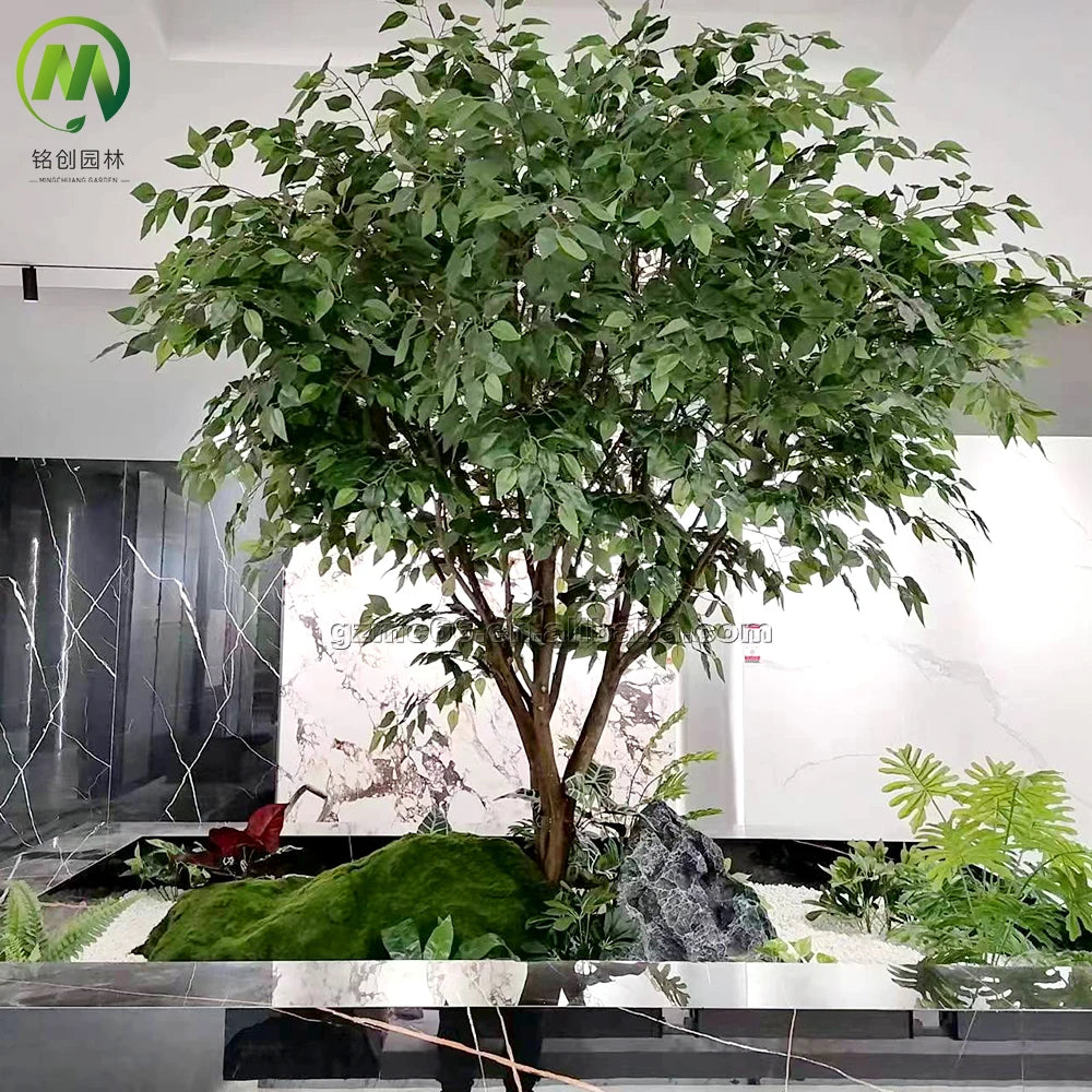 Landscaping Long-lasting Ornamental Green Plant Artificial Green Plant Big Artificial Ficus Tree for Indoor Decorative